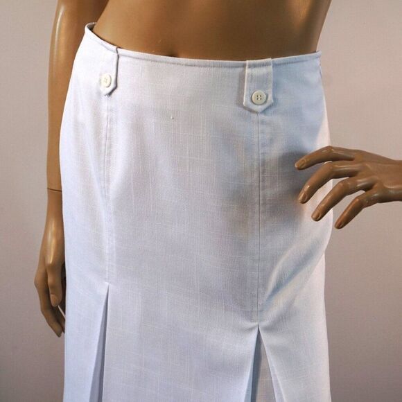 VIA CONDOTTI Vintage Career Skirt Womens Size 4 Classy White Knee Length Pleated - Picture 3 of 10